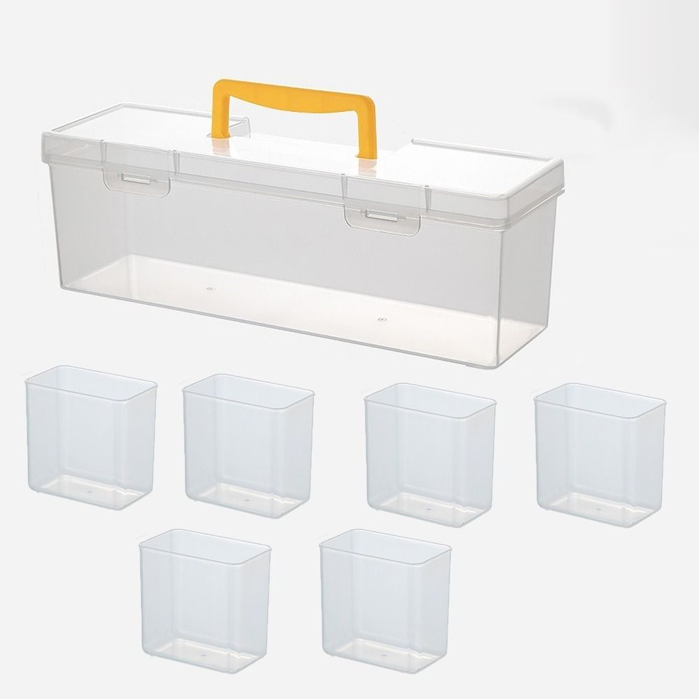 Plastic Tool Storage Box with 6 Storage Case Transparent Tool Organizer Classification Multi-Compartment Hardware Toolbox