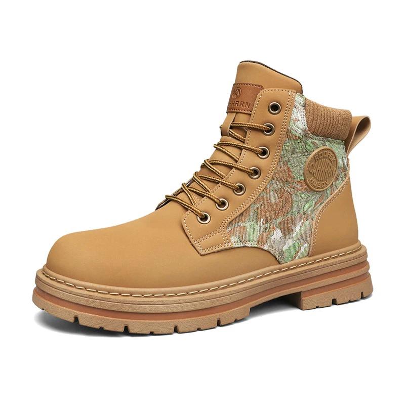 Fashion Walking Leather Boots for Men Outdoor Boots Luxury Brands Men's Ankle Boots Fall Winter New High Top Casual Shoes Classic Design