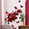 Valentine's Day Floral Wall Stickers, Rose Butterfly Decor, Living Room Bedroom Kids Room Holiday Background Wall Art