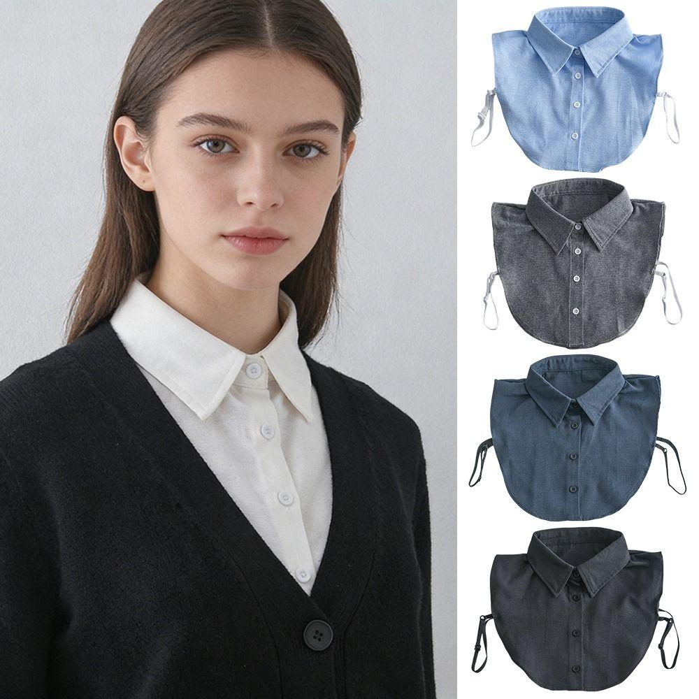 Women Clothes Accessories Detachable Fake Collar Cotton Solid Color Neckline False Collar