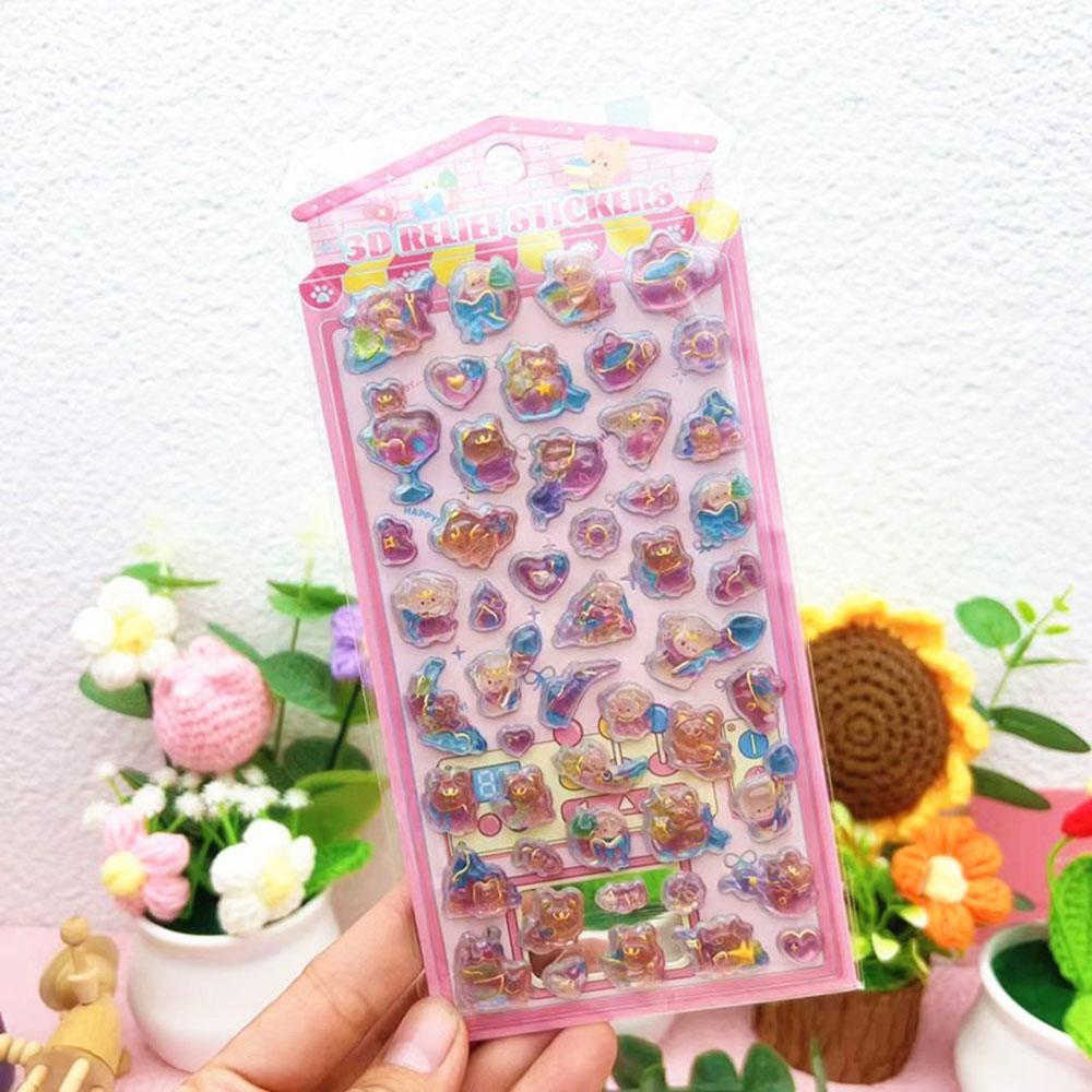 New Kawaii Cartoon 3D Crystal Drop Sticker For Scrapbooking Cute Phone Case Scrapbooking Decoration Solid Sticker Diy Decoration