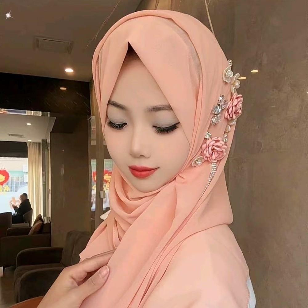 Gauze Head Wraps Long Islamic Headscarf Elegant Plain Hijab