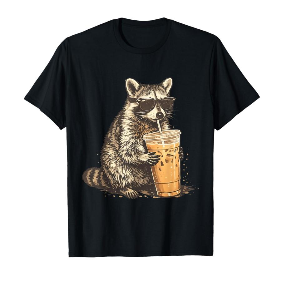 

Funny Raccoon Iced Coffee Funny Animal Graphic Sarcastic T-shirt For Men Women 100% Cotton T Shirts Short Sleeve Tops 0204-1 ... S