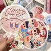 Cartoon Reflective Portable Folding Fan: Cute Mini Round Fan for Women, Students, and Children with Storage Bag