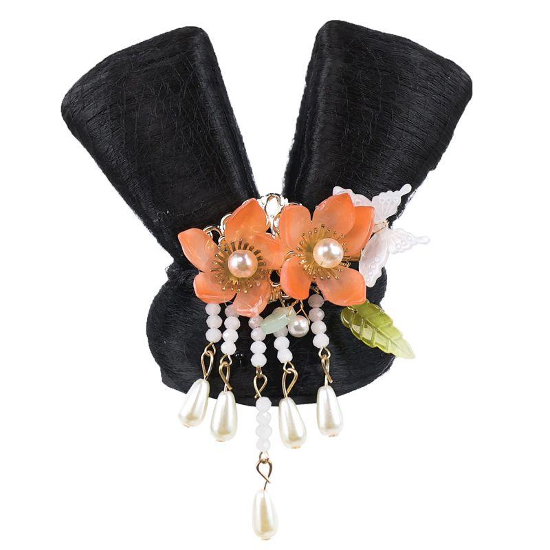 Children's Han Chinese Costume Chignon Ornament Cute Girl Tang Style Bun Mid-Autumn Festival Stage Performance Headdress Suit