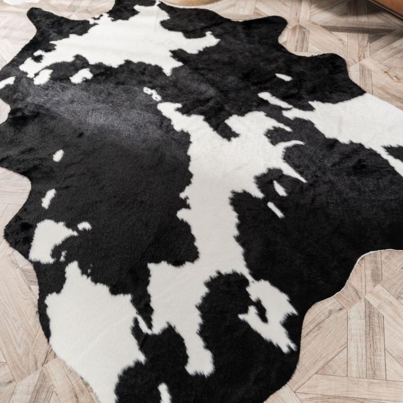 Plush Carpet Living Room Bedroom Area Rugs Cow Children Room's Floor Carpet Artificial Fur Skins Bedside Soft Mat for Bathroom