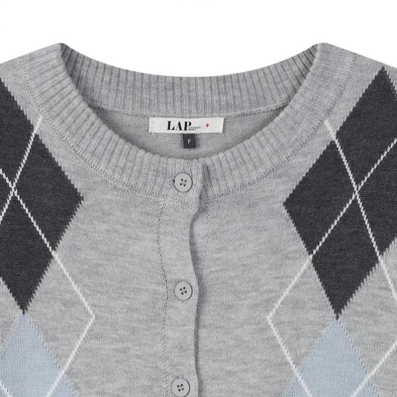 Lap Wool Argyle Knit Cardigan As1kg222