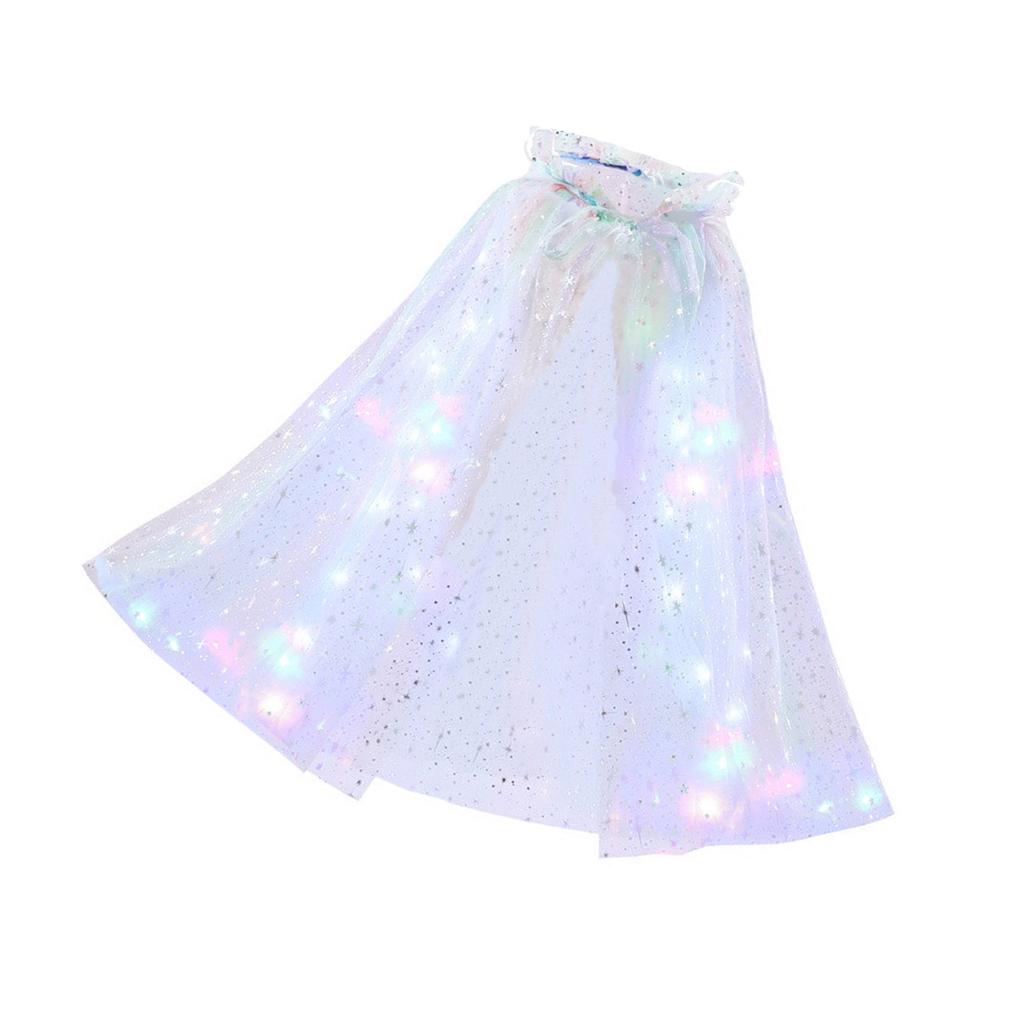Rainbow Tulle Princess Cape for Kids Glowing Hooded Anna Cloak Dress Up Accessory For Theme Parties Halloween Props