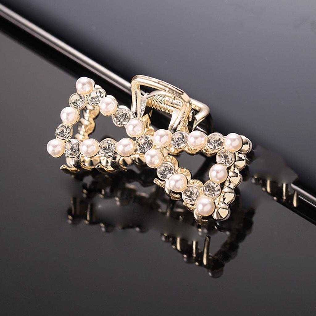 Women Girls Pearls Solid Beads Hair Claws Elegant Metal Barrettes Headwear Hairpins Horsetail Hair Clips Hair Crab Accessories