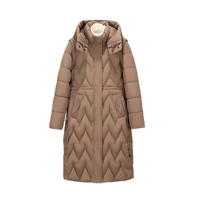 European and American Coats Are Light and Long, Thickened and Loose, and Large-size Knee-removable Long-sleeved Down Cotton-padded Jackets.