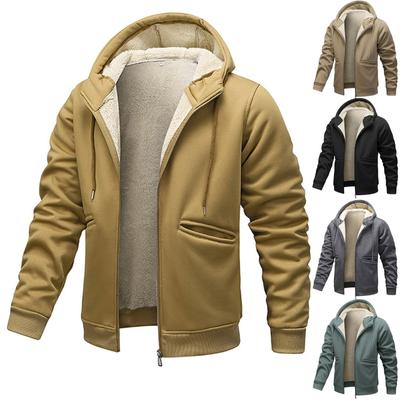 Lamb Fleece Men's Hoodie With Thickened Fleece Winter, Hooded Sportswear, Casual Cardigan, And Warm Jacket
