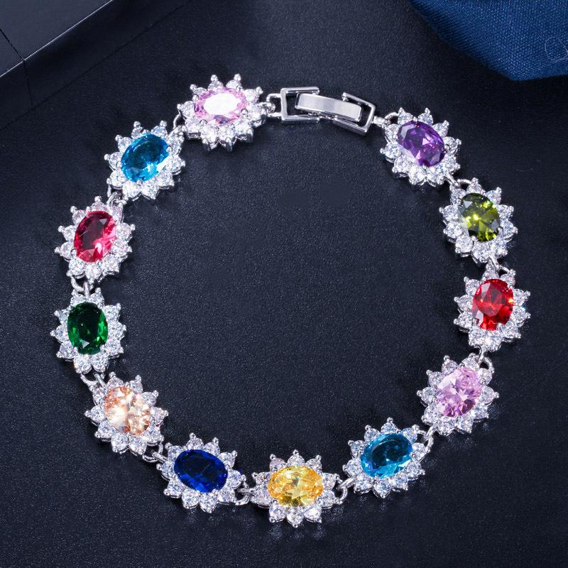 Women'S Jewelry 18K Real White Gold Plated, Exquisite Super Flash Zircon Bracelet Bracelet