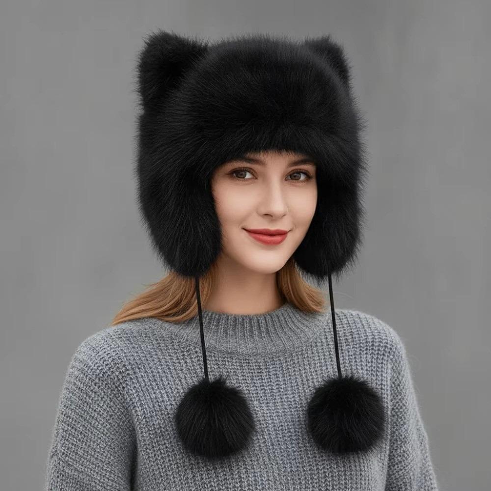 Windproof Raccoon Hat Thickened Winter Hat Cute Faux Fur Beanie Winter Autumn