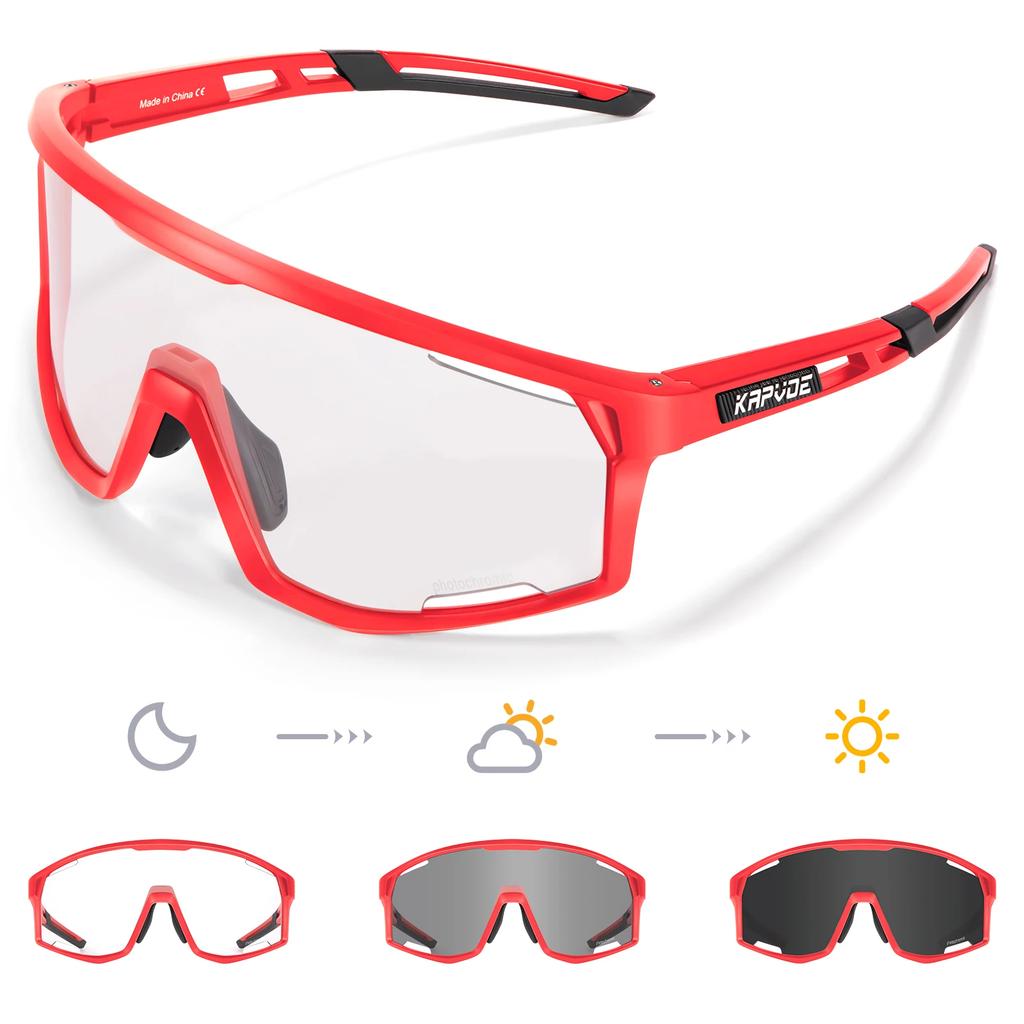 Kapvoe Photochromic Cycling Glasses UV400 MTB Clear Mountain Bike Transition Bicycle Sunglasses for Men Women Sports Eyewear