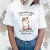 I May Look Calm Cat Letter Printed Women T-Shirts I May Look Calm Cat Short Sleeve Shirts Summer Round Neck Tee Shirt