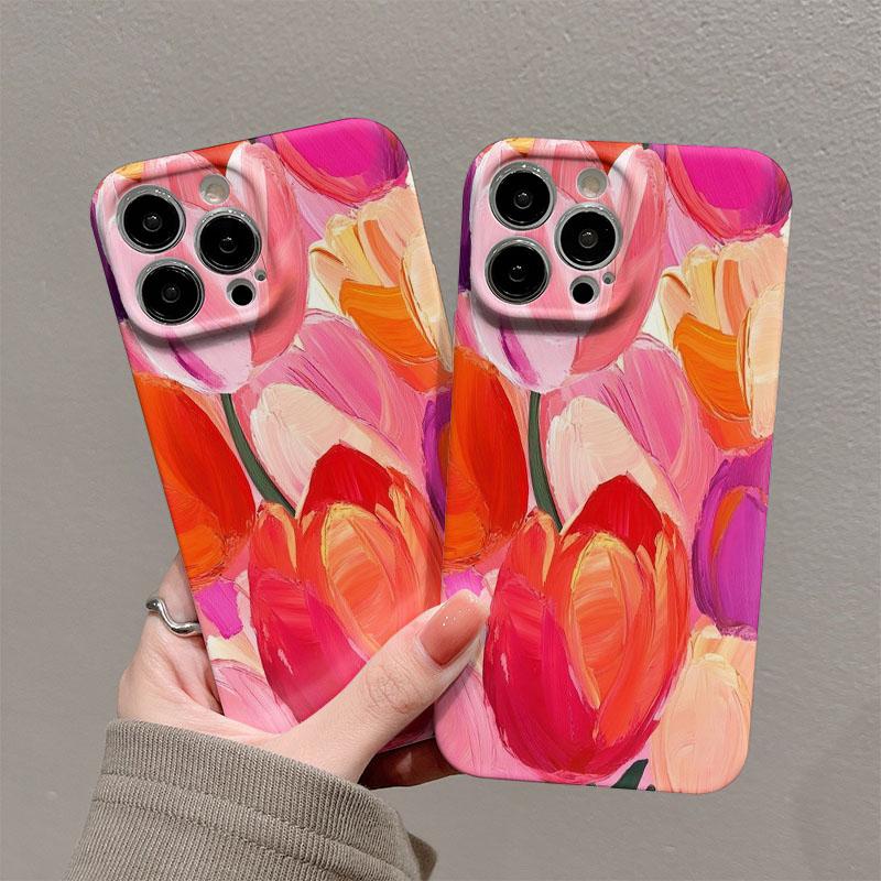 Oil Painting Tulip Flower Glossy Film Hard Phone Case for Samsung Galaxy A37 A57 A17 A07 A16 A56 A26 A35 A15 A54 A05 A14 4G 5G