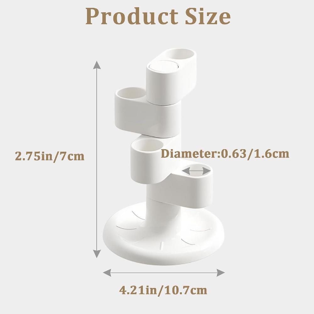 

360° rotating toothbrush holder with 4-slot design and anti-slip base - bathroom, dressing table and travel organizer, for tooth белый