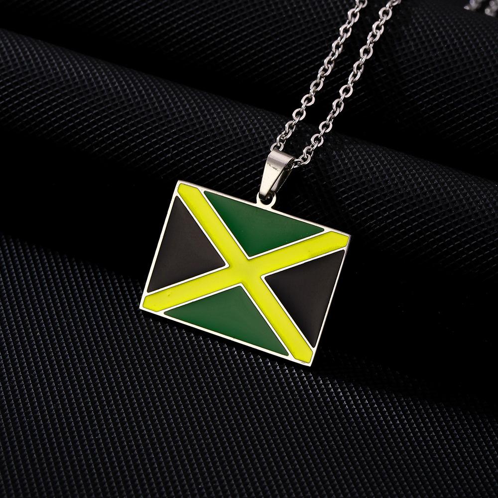 Jamaica Enamel National Map Flags Waterproof Non Tarnish Stainless Steel Jewelry Necklaces Pendant for Women Men