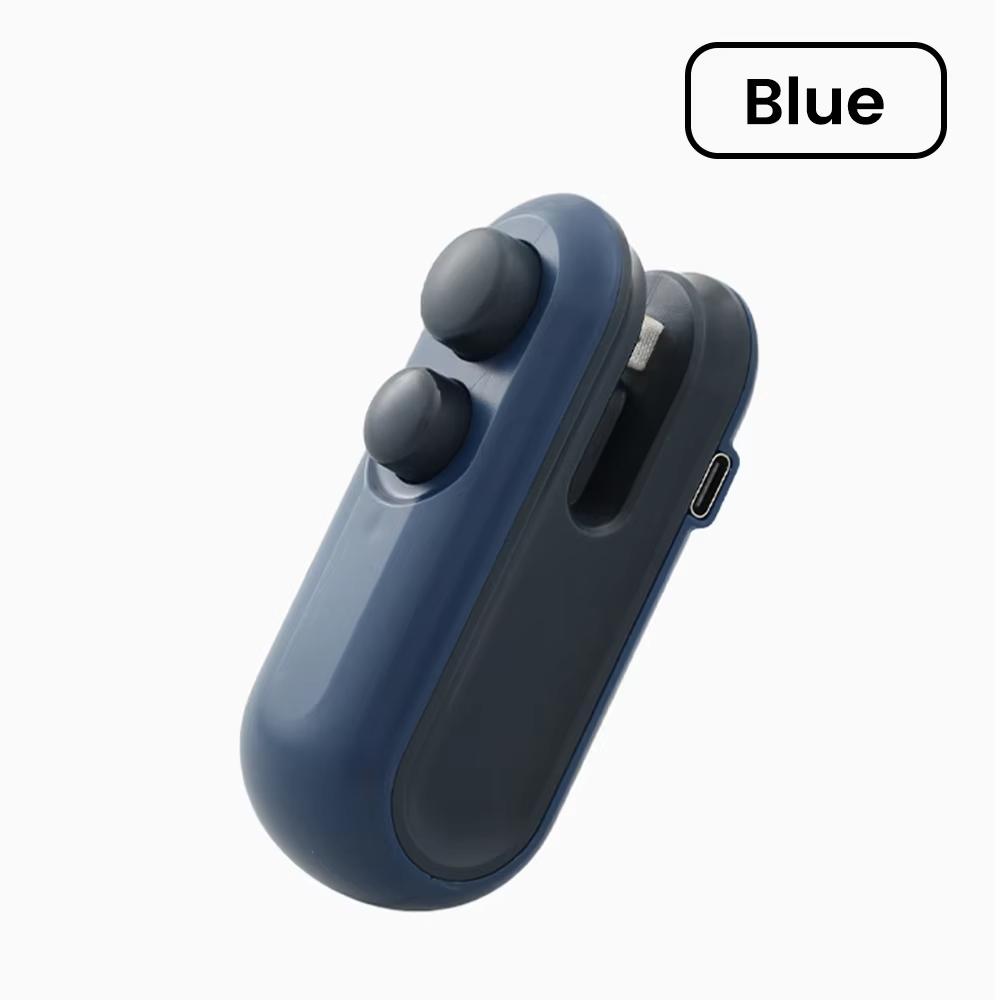 

Мини-запайщик пакетов с USB-зарядкой, ручной запайщик пластиковых пакетов 2-в-1, термозапайщик для пакетов со снеками, фруктами, специями синий