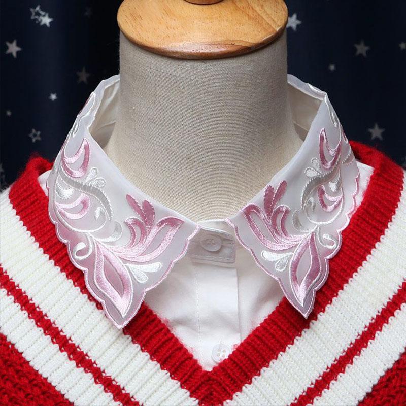 Elegant White Fake Collar Women Embroidery Detachable Collar Fake Women Vintage Cotton Ladies False Blouse Collar Half Shirt