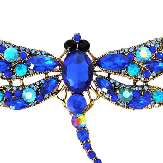 Electroplated Alloy Brooch, Dragonfly Pin with Sparkling Rhinestones Inlaid, Long Tail Design Badge for Luster Decorative Gift Accessory