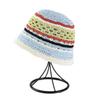 Summer Hollow Bucket Hat Colorful Stripe Sun Hat  Japanese Colorblock Bohimian Fisherman Hat Travel Beach Panama Cap Mom Gift