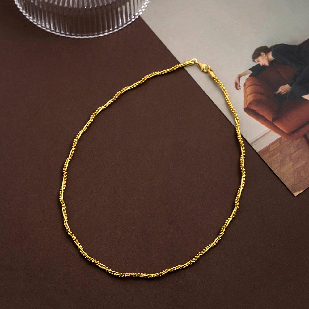 

Позолоченный чокер-цепочка на ключицу с волнообразным узором - Простой, универсальный и элегантный дизайн