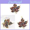 Retro Leaf Brooch With Colored Crystals For Women Fashion Jewelry