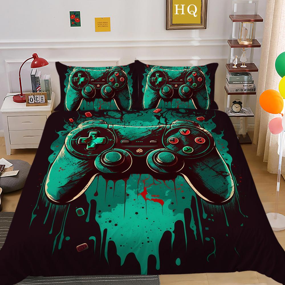 3D Game Console Printing Home Bedclothes Single Size Bed Clothes Boy Kid Highend Soft Bedding Set Cover