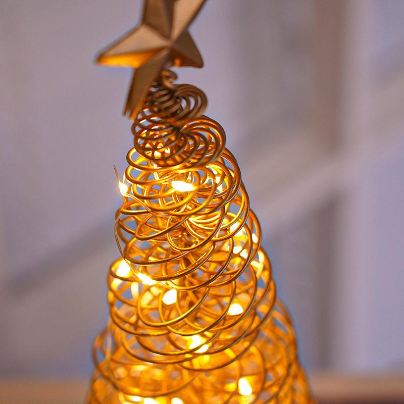 Gold Star Shaped LED Christmas Tree Lights - Iron Art Display Stand for Living Room Atmosphere Lighting