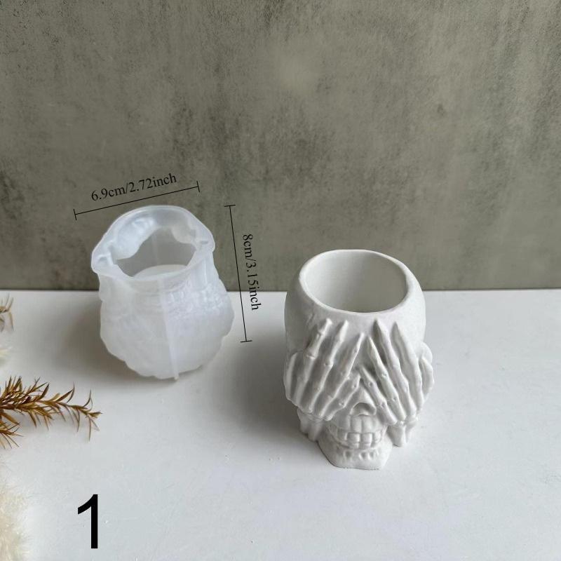 Skull Silicone Mold, Handmade 3D Skull Resin Molds, DIY Craft Molds for Aromatherapy, DIY Crafts Flowers Skull Candle Mold Desktop Decoration