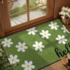 1pc Daisy Welcome Mat,Green Flowers Spring Doormat NonSlip Entryway Rug Living Room Bedroom Kitchen Washable Indoor Floor Mat