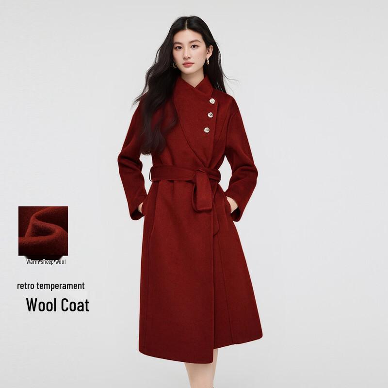FivePlus Women's Wool Blend Lapel Belted Coat