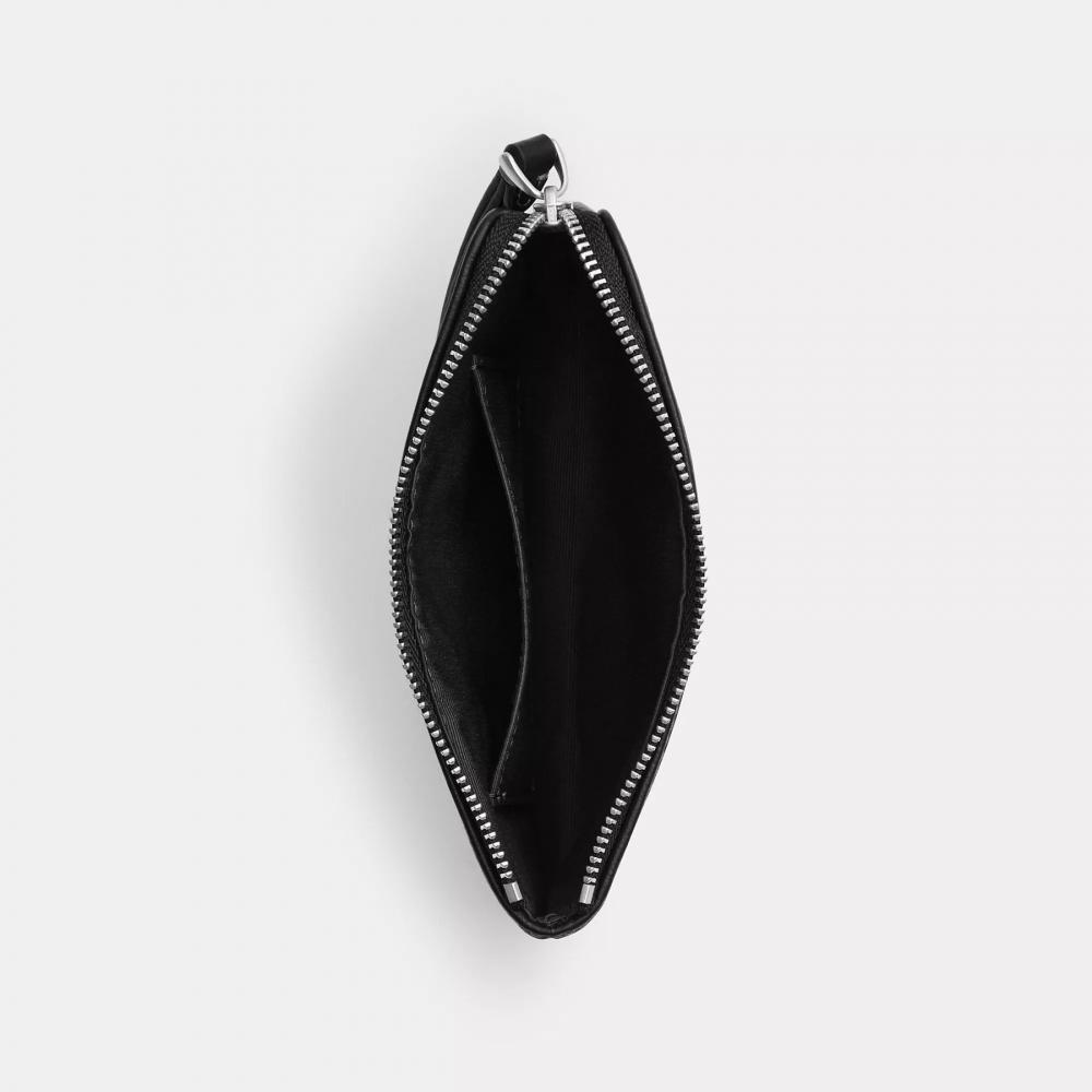 Coach Corner Zip Wristlet In Signature Denim Silver Black