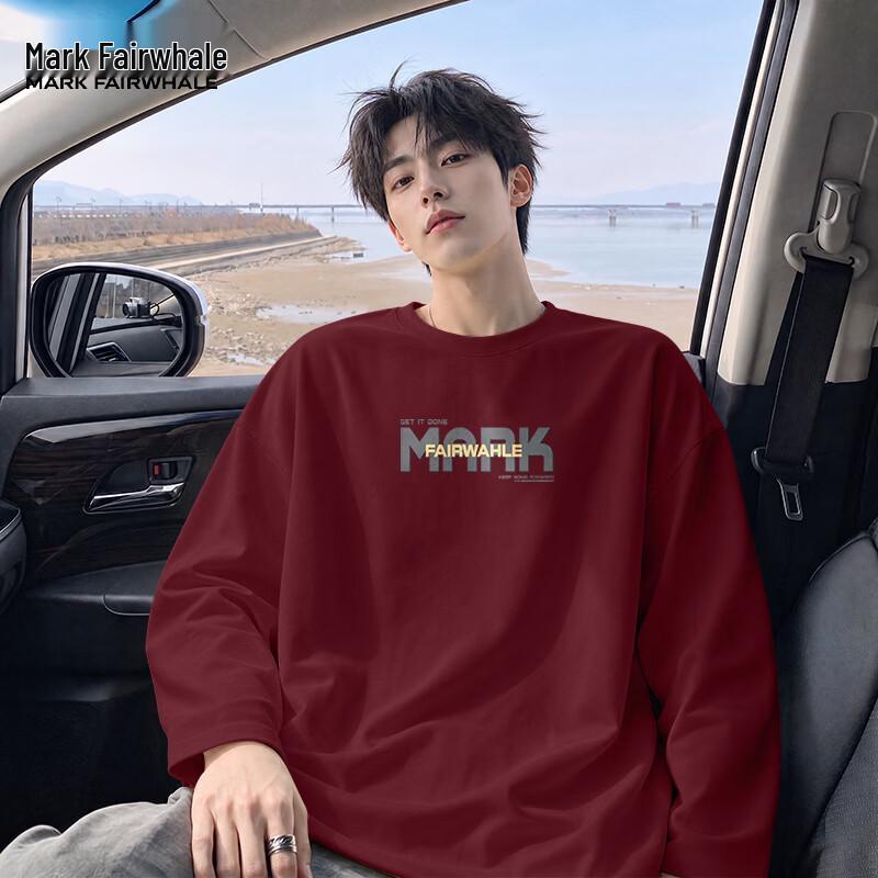 MARK FAIRWHALE Men's Heavyweight Cotton Long Sleeve Crew Neck T-Shirt