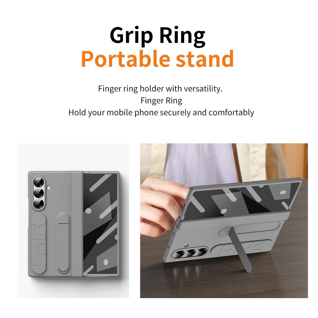 Luxur Wristband Holder Hinge Pen Slot Phone Case for Samsung Galaxy Z Fold 7 6 5 4 3 with Screen Protect Film Shockproof Cover