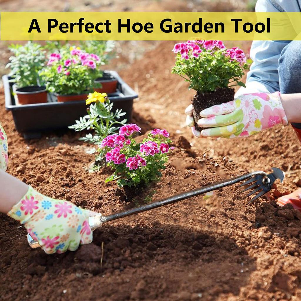 3PCS Hand Weeder Tool with Long Handle Manual Weed Digger Gardening Hoeing Rake Weeding Tools for Yard Lawn Farmhouse Gardening
