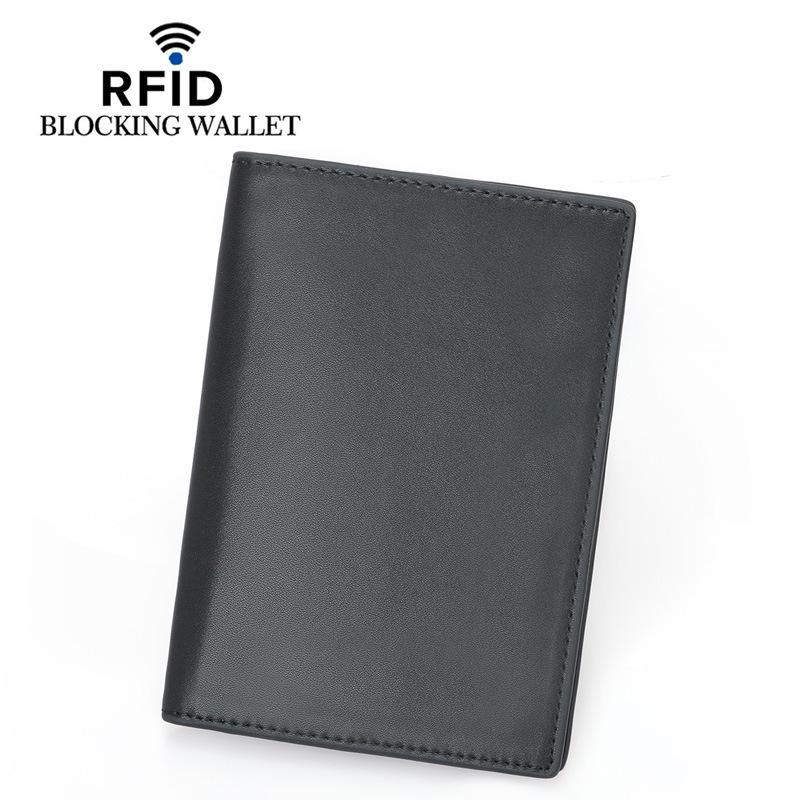 RFID Genuine Leather Passport Holder - Top Layer Cowhide Protective Cover for Men and Women