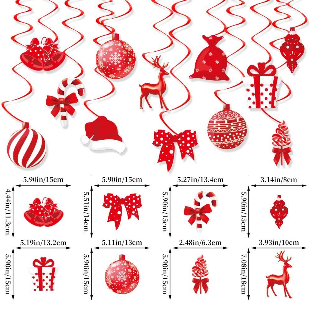 12pcs Red Christmas Spiral Pendant Candy Gift Box Bell Merry Christmas Decorations  Children Gifts