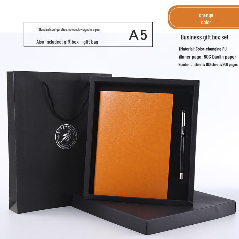 "Custom Logo A5 Business Notebook Set with Soft Cover and B5 Notepad Gift Box"