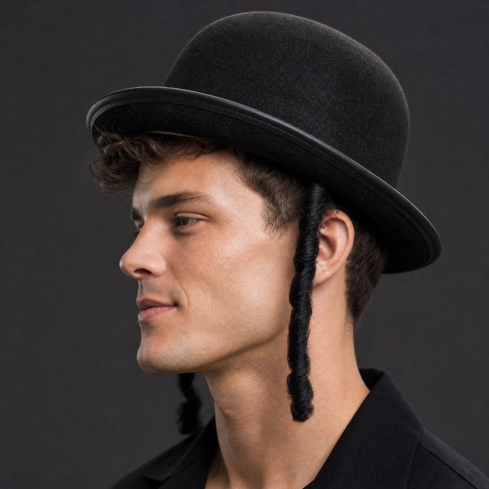 Braided Detail Round Bowler Hat Round Shape Black Party Hat Stylish Braided Top Hat  Unisex Adult