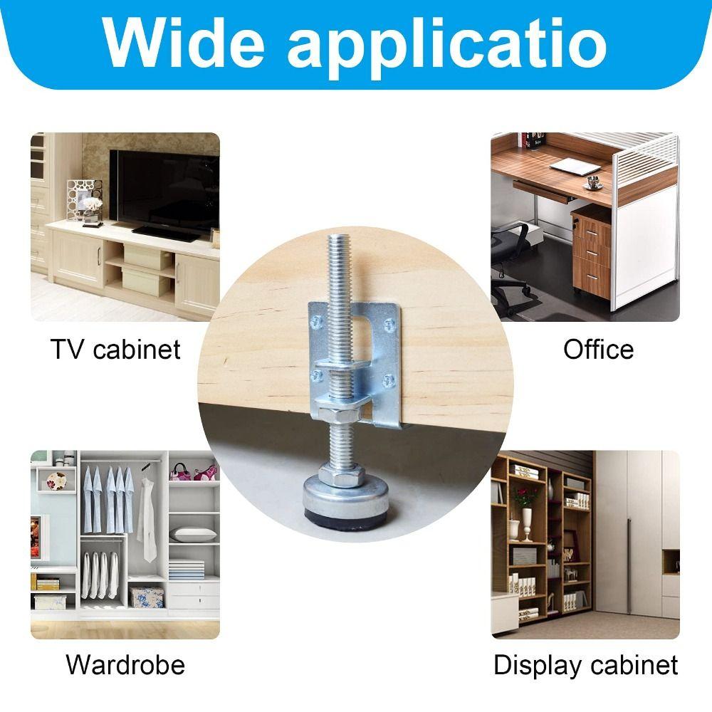 4 Pack Silver Furniture Feet Steel Load Levelers Furniture Leveler Leg  Workbench Table Cabinet