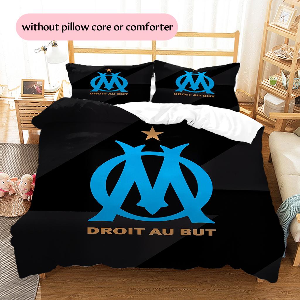 Olympique De Marseille Pattern Bedding Home Decoration Birthday & Festival Gift (1 * Duvet Cover + 2 * Pillowcase, Without Core)