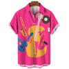 Hawaiian Rock Beach Shirt For Men 3d Saxophone Guitar Printed Colorful Music Short Sleeve Casual Oversized Tops Blouse