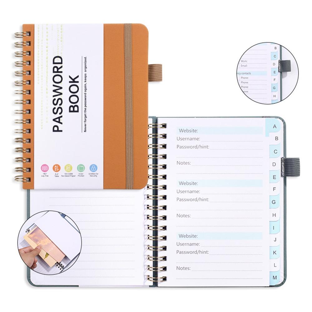 112 Pages Note Book with Letter Tags Password Recording Coil Book Fashion Codebook