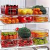 Transparent Refrigerator Organizers Durable Easy-to-Clean Multifunctional Food Storage Box for Fruits Vegetables Meats, Etc
