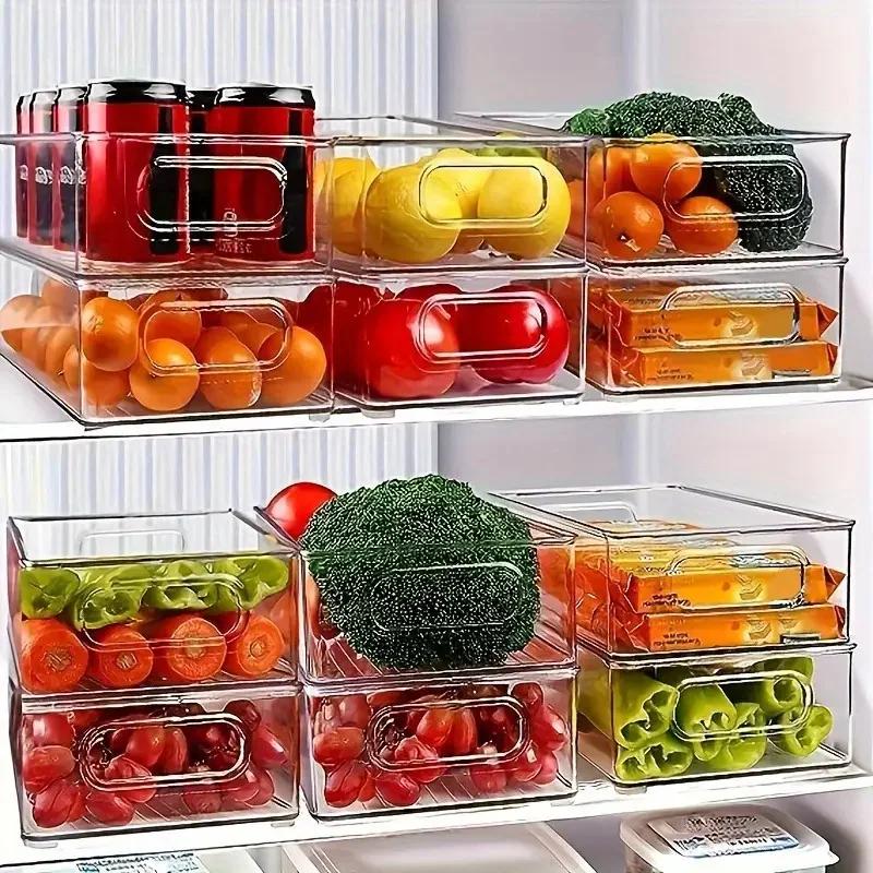 Transparent Refrigerator Organizers Durable Easy-to-Clean Multifunctional Food Storage Box for Fruits Vegetables Meats, Etc