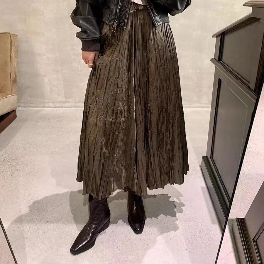 Ankle Boots Women Retro Pointed V Mouth Thick Heel Wrinkled Western Cowboy Boots Platform Shoes Women