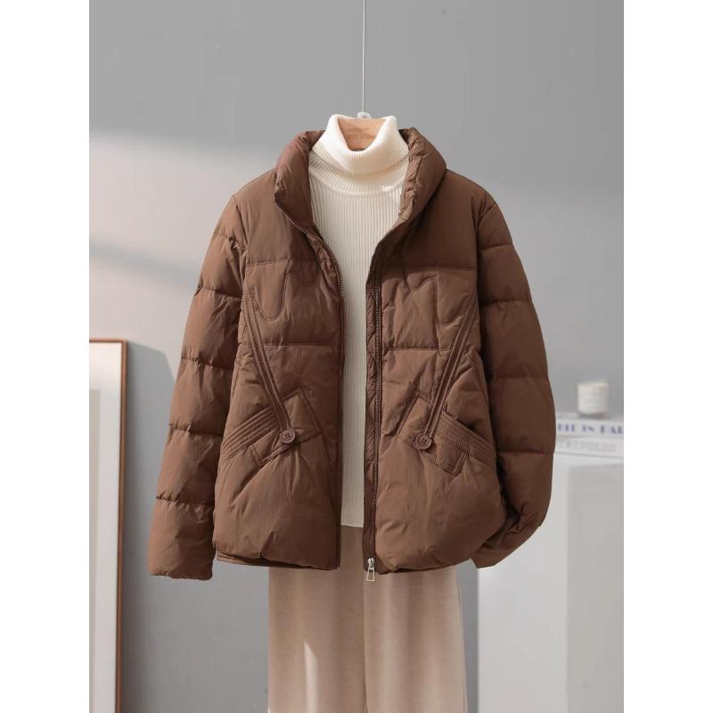 Geacă de puf de damă scurtă de iarnă, la modă, temperament subțire și caldă