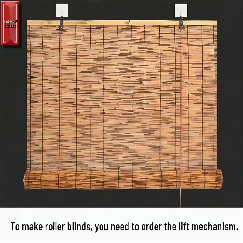 Outdoor Reed Bamboo Roller Blind - Breathable Sunshade for Balcony or Courtyard